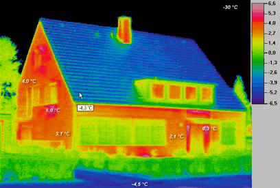 Ansicht Thermografie bunt mit Skala