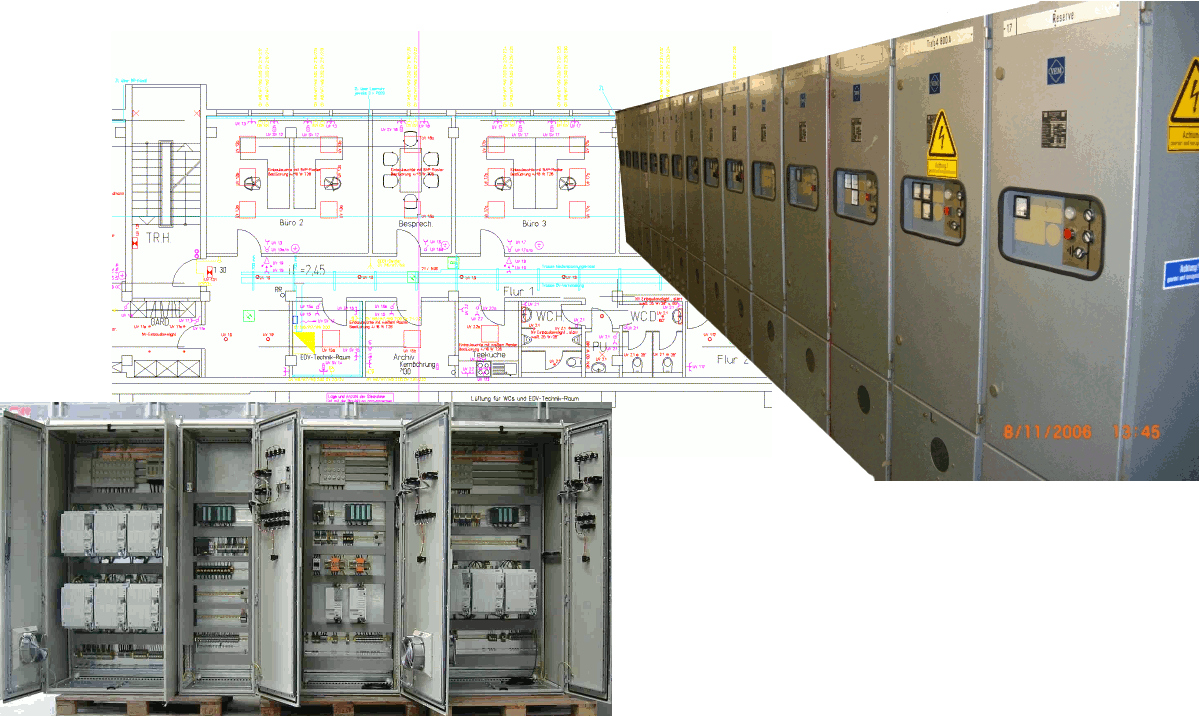 Elektroanlagen Gesamtbild offene und geschlossene Türen