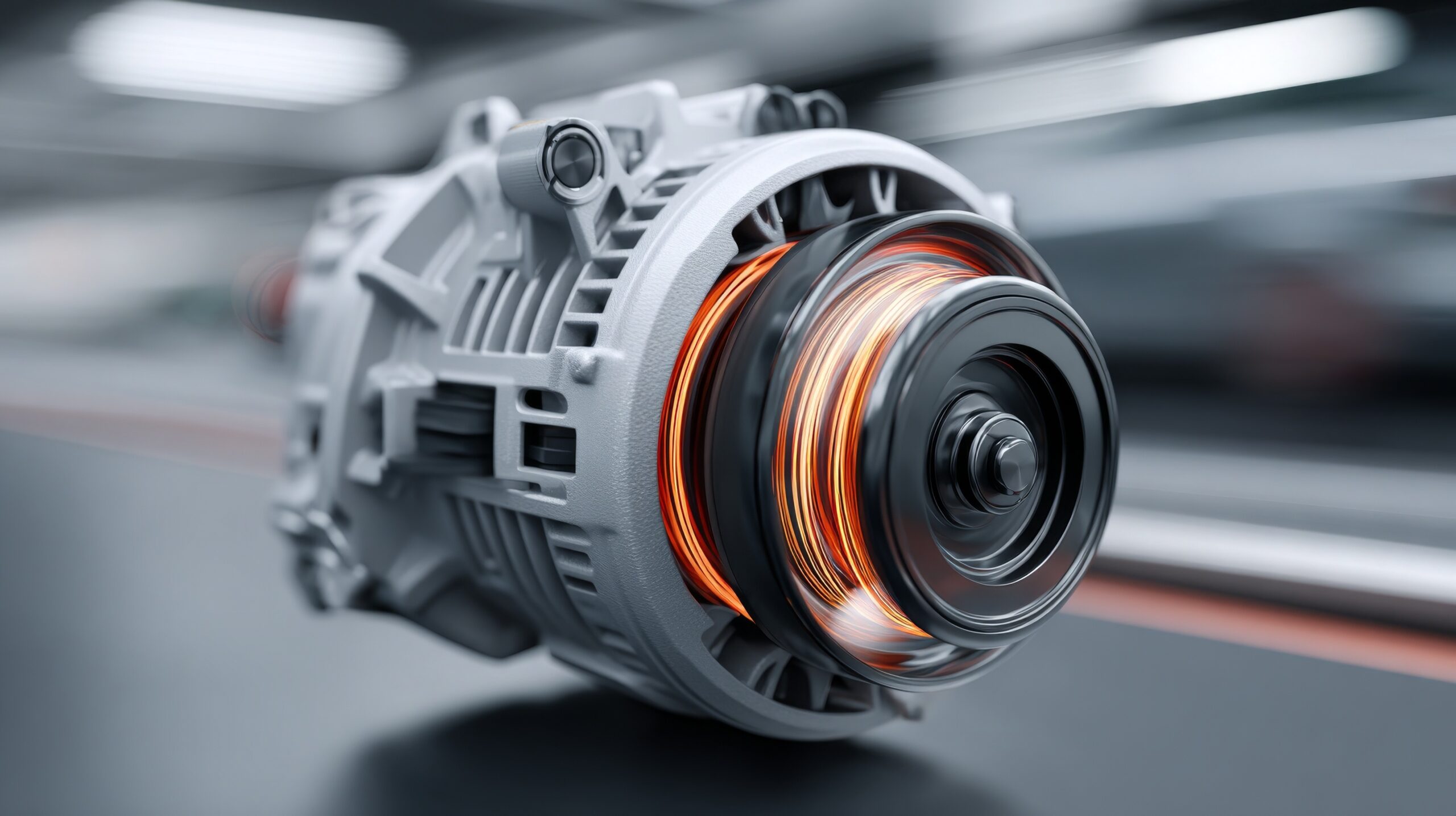 Elektromotor mit sichtbaren Kupferwicklungen für industrielle Antriebstechnik